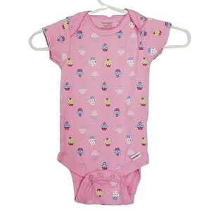 K1071 * Onesies Brand Cupcake Print Bodysuit Pink Size 3-6M